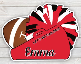PRINTED Personalized Cheer Team Door Sign - Laminated Football Sideline Cheer Locker Decor