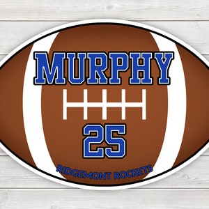 PRINTED Football Player Locker Sign - Football Team Door Hanger Laminated Personalized with Player Name, Number Team Name