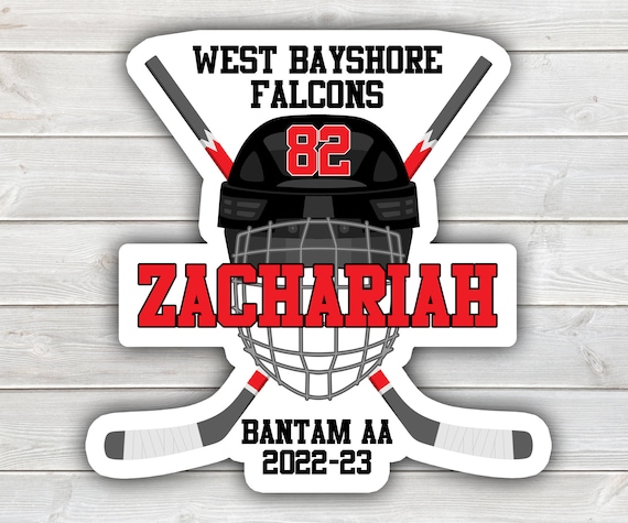 PRINTED Hockey Tournament Hotel Door Sign - Printed Hockey Helmet and Sticks Team Door Hanger with Hockey Player Name, Jersey Number