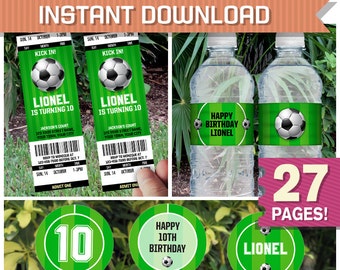 Soccer Birthday Party Invitations & Decorations - Full Collection - Instant Download - Edit and print at home or at a print shop