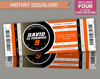 Ice Hockey Ticket Invitations - INSTANT DOWNLOAD - Ice Hockey Birthday, Ice Hockey Party Invitation - Edit and print with Adobe Reader