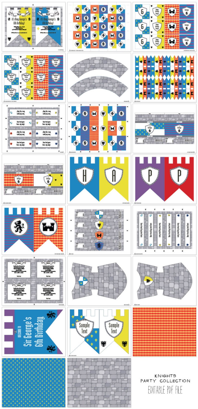 Medieval Knights Birthday Party Printable Collection & Etsy