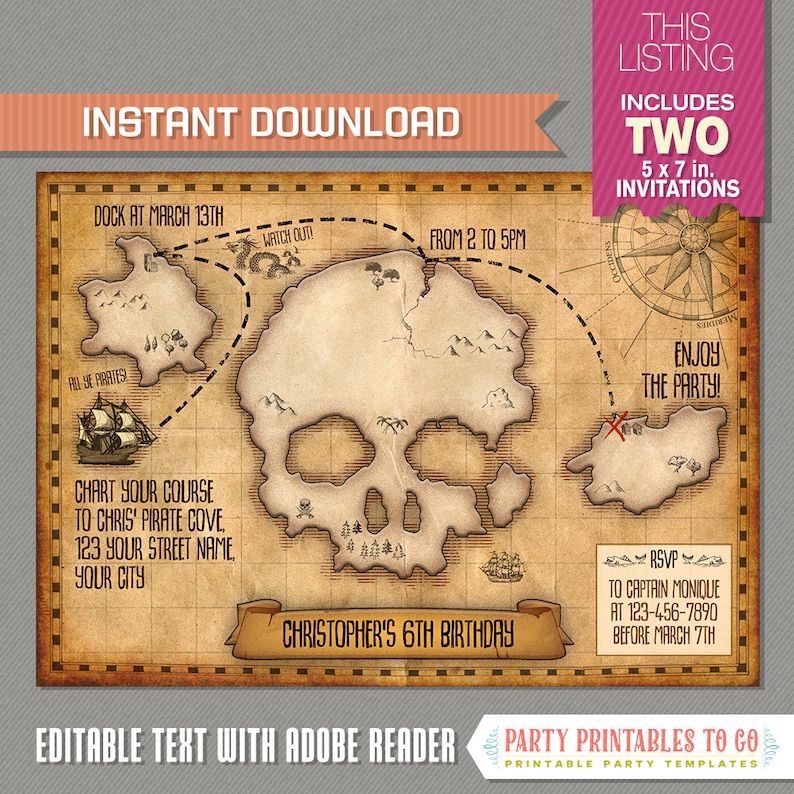 Pirate Map Celebration Invitation - Prompt Down load - Treasure Map Invitation - Traditional Pirate - Pirate Birthday - Edit at residence with Adobe Reader image relating to Printable Pirate Map known as Pirate Map Bash Invitation - Fast Down load - Treasure Map Invitation - Basic Pirate - Pirate Birthday - Edit at property with Adobe Reader