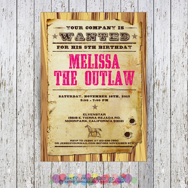 Cowgirl Birthday Printable Party Collection & Invitation Editable PDF file Print at home image 2