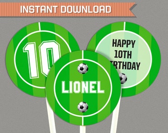Soccer Party Printable Birthday Labels - Editable PDF file - Print at home