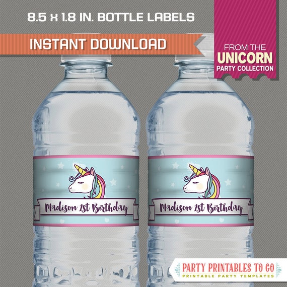 instant download digital unicorn water bottle labels custom labels for unicorn party set party favors party favors games lifepharmafze com