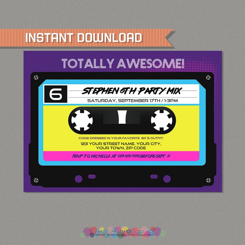 80s Invitation 80s Party Eighties Invitation Edit and - Etsy