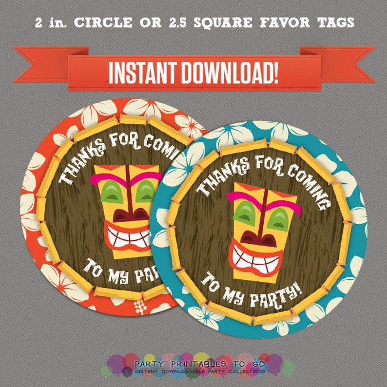 Luau / Hawaii Printable Birthday Favor Tags Editable PDF Etsy