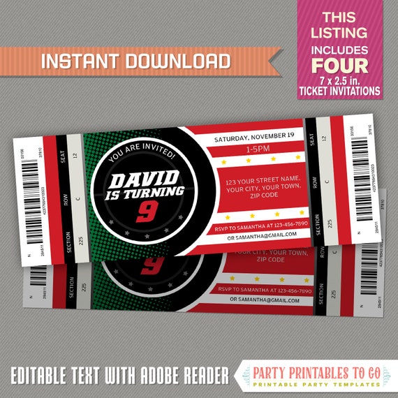 Ice Hockey Ticket Invitations Instant Download Ice Hockey
