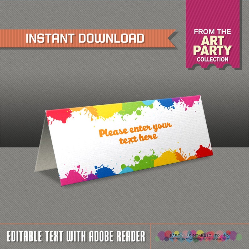 Art Party Tent Cards Art Party Place Cards Art Party Food - Etsy