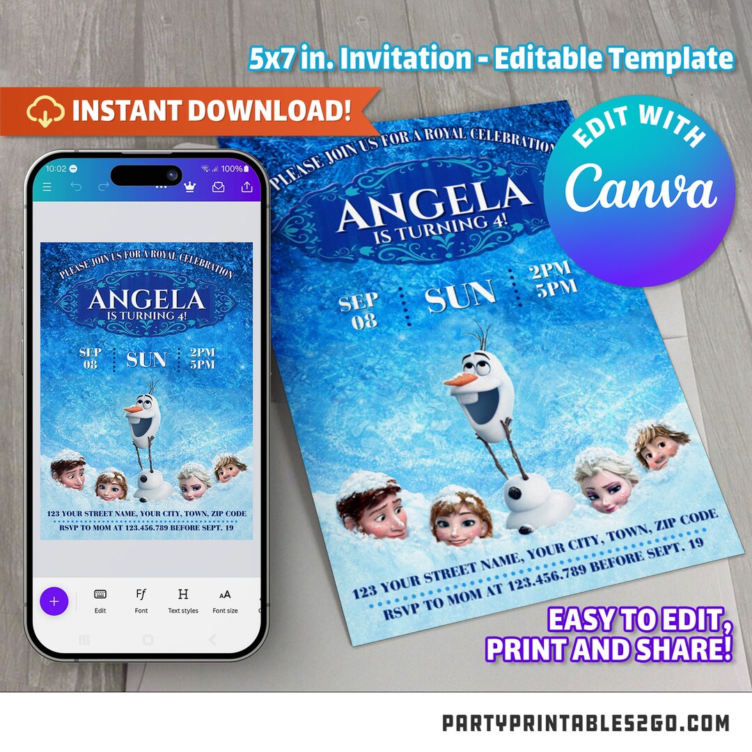 Frozen Invitation Frozen Party Invitation Elsa Birthday Invitation Edit With With Your Computer