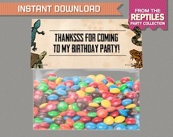 Reptile Party Treat Bag Toppers - Reptile Bag Labels - Reptile Birthday - INSTANT DOWNLOAD, Edit and print at home with Adobe Reader