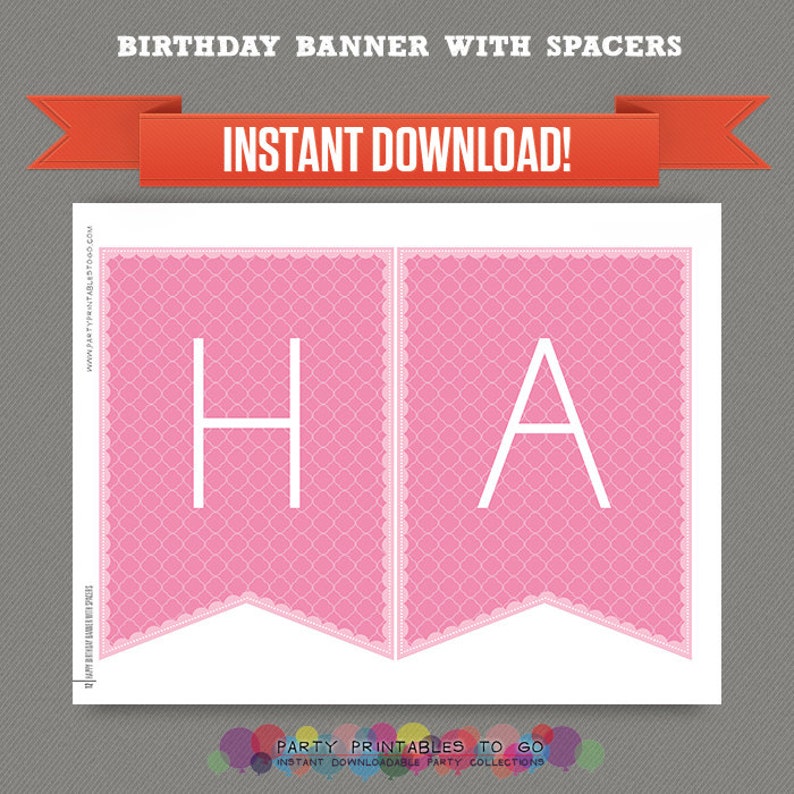 Spa Party Printable Birthday Banner with Spacers Editable PDF file Print at home image 3