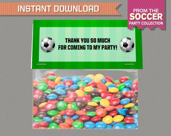 Soccer Party Treat Bag Toppers - Soccer Party Bag Labels - Soccer Birthday - Soccer Party Decor - INSTANT DOWNLOAD Edit and print at home!
