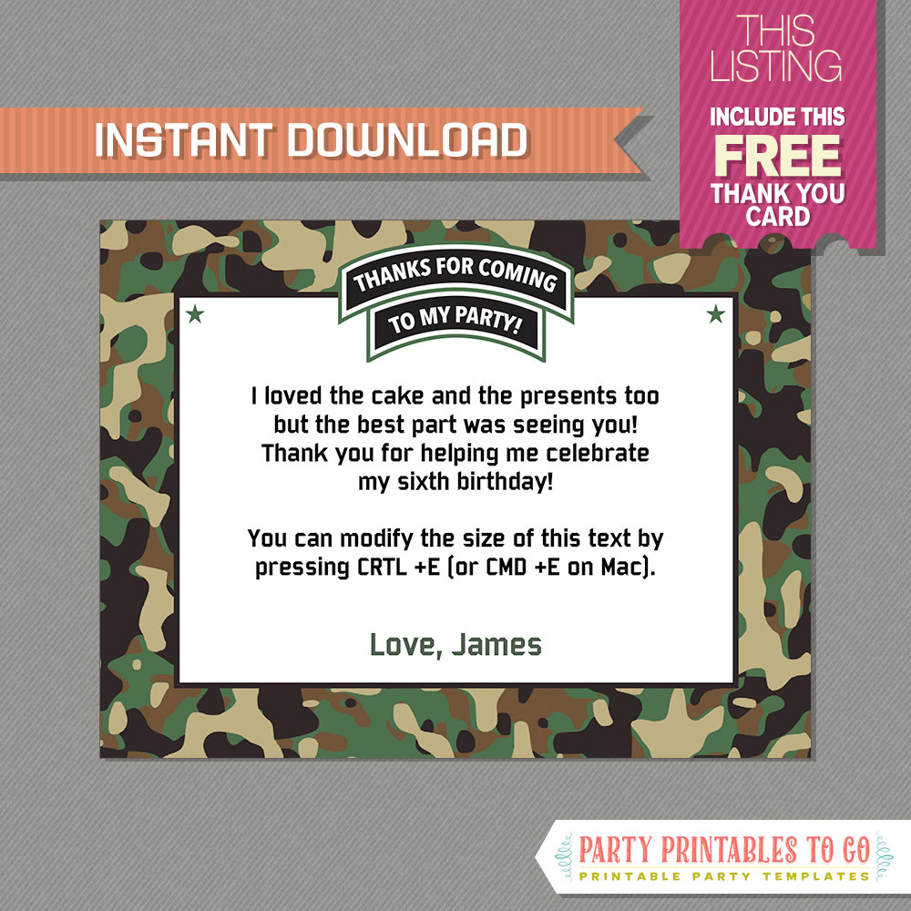 army-invitation-with-free-thank-you-card-camo-birthday-party-instant-download-edit-and-print-at-home-with-adobe-reader-etsy-hong-kong for Free Printable Camo Birthday Invitations Army Invitation With FREE Thank You Card! Camo Birthday Party - INSTANT DOWNLOAD - Edit and Print at Home With Adobe Reader - Etsy Hong Kong for Free Printable Camo Birthday Invitations