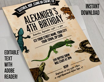 Reptile Party Invitation with FREE Thank you Card!- INSTANT DOWNLOAD - Amphibians Invitation - Reptile Birthday - Reptiles Party Decoration
