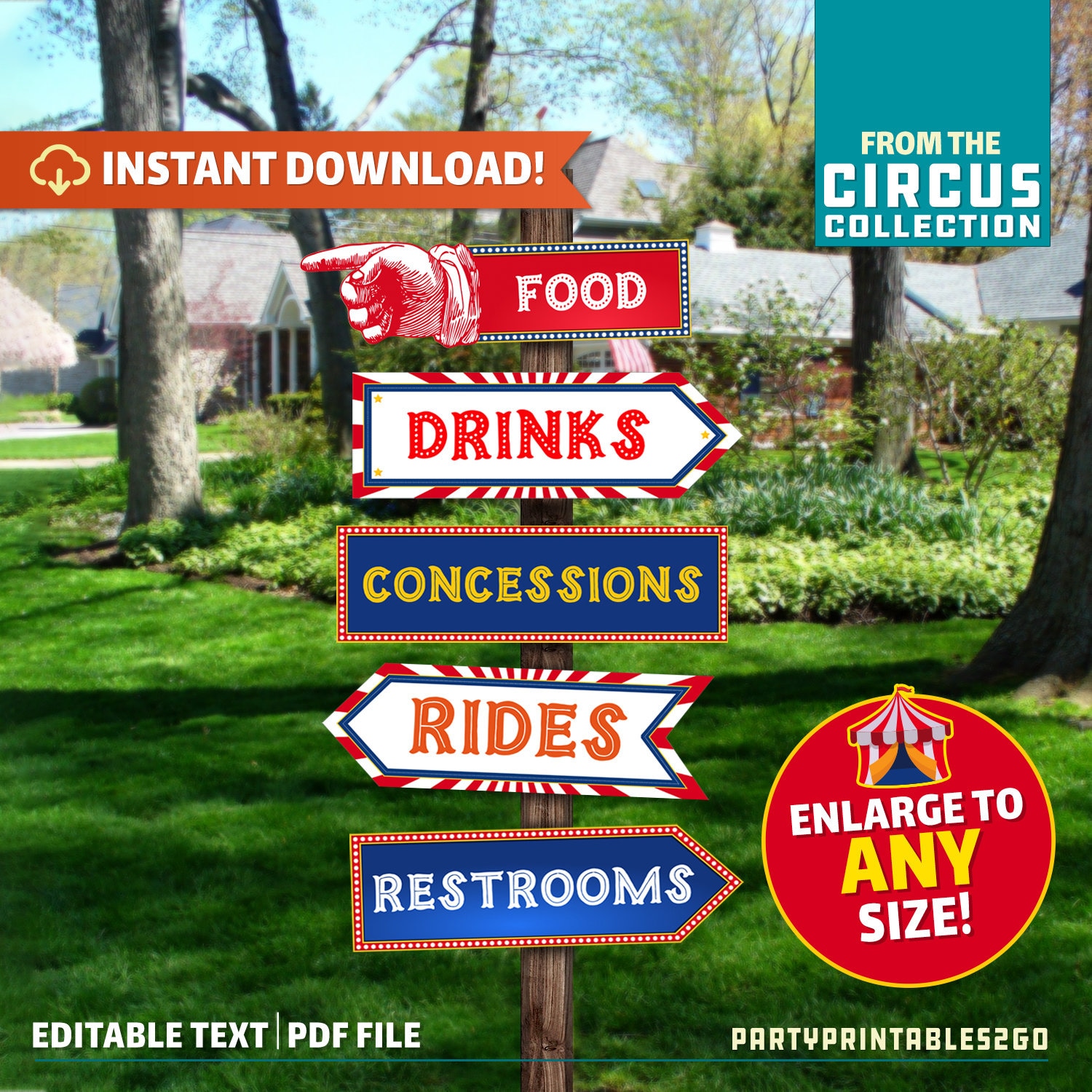 Circus Direction Arrows and Signs Enlarge to ANY size | Etsy