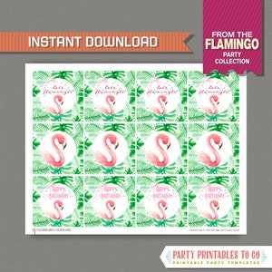 Flamingo Party Favor Tags - Flamingo Gift Tags - INSTANT DOWLOAD ...
