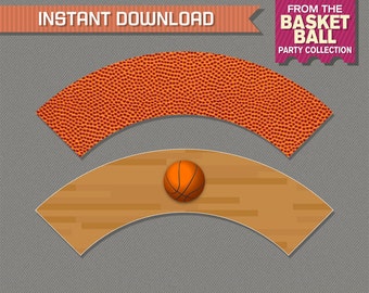 Basketball Cupcake Wrappers - Basketball Birthday - Basketball Party - Instant Download - Print at home with Adobe Reader