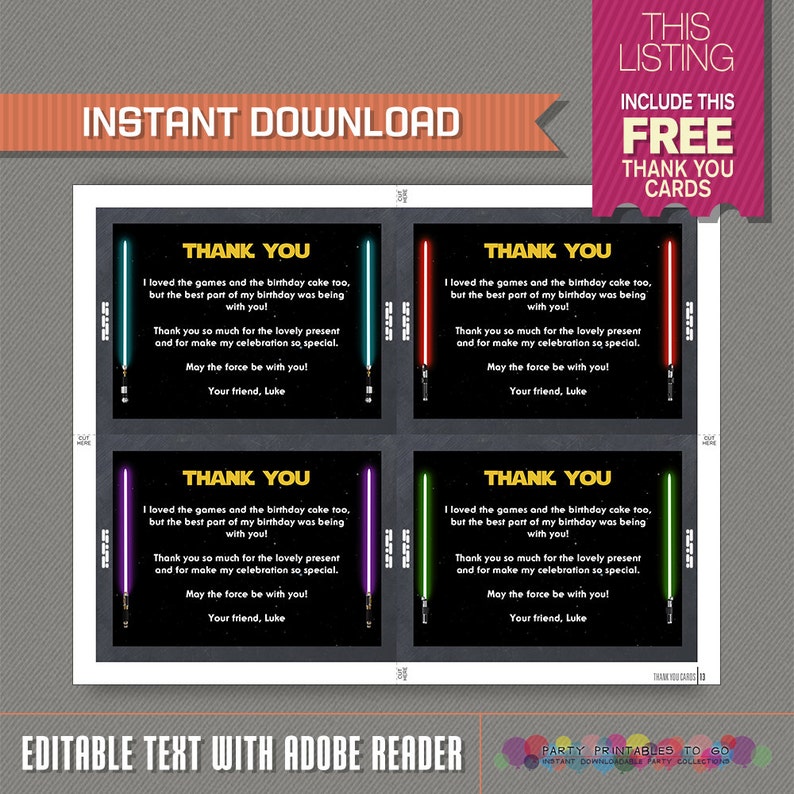Star Wars Invitation With FREE Thank You Card Star Wars Etsy star-wars-invitation-with-free-thank-you-card-star-wars-etsy