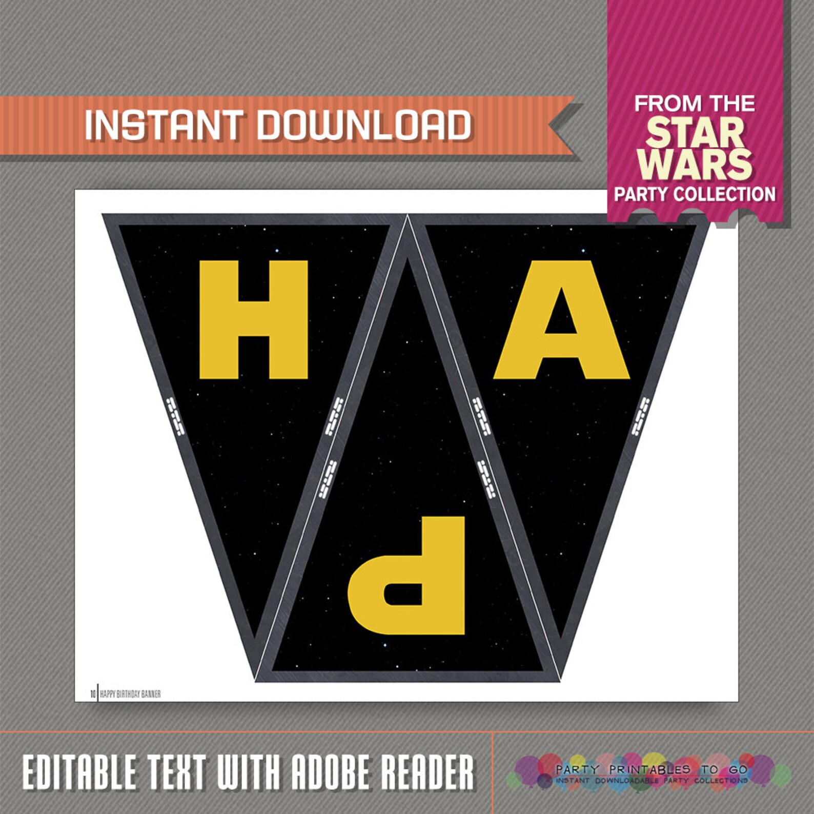 Star Wars Party Printable Birthday Banner with Spacers | Etsy