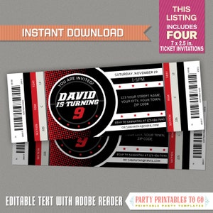 Ice Hockey Ticket Invitations - INSTANT DOWNLOAD - Ice Hockey Birthday, Ice Hockey Party Invitation - Edit and print with Adobe Reader