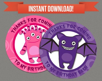 Monster Bash Printable Birthday Favor Tags - Print at home