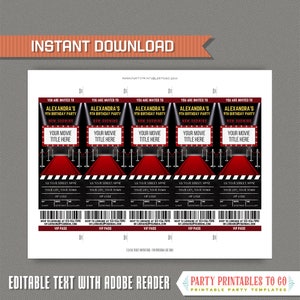 Red Carpet Party Ticket Invitation with FREE Thank you Card INSTANT DOWLOAD Edit and print with Adobe Reader Graduation Ticket image 3