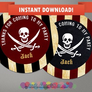 Pirate Printable Birthday Favor Tags - Editable PDF File - Print at ...