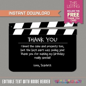 Red Carpet Party Ticket Invitation with FREE Thank you Card Purple INSTANT DOWLOAD Edit and print at home with Adobe Reader image 2