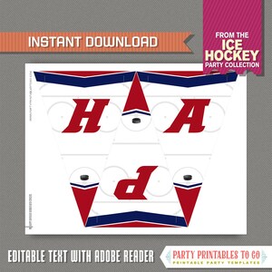 Ice Hockey Party Banner w/ Spacers Ice Hockey Party Ice Hockey Decoration INSTANT DOWNLOAD Edit and print at home with Adobe Reader image 2
