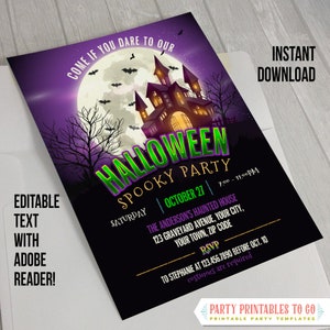 Invito di Halloween - DOWNLOAD immediato - Festa di Halloween, Festa in costume di Halloween, Invito di Halloween spettrale, Invito alla villa di Halloween