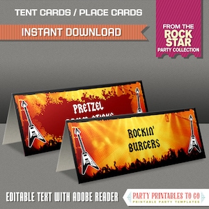 Rockstar Party Food Label / Rockstar Tischkarten - INSTANT DOWNLOAD - Rockstar Birthday - Bearbeiten und drucken Sie zu Hause mit dem Adobe Reader