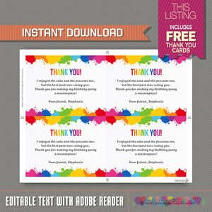 Art Party Invitation With FREE Thank You Card Art Birthday - Etsy