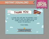 Vintage Airplane Thank You Card - INSTANT DOWNLOAD - Airplane Party - Airplane Birthday - Edit and print at home using Adobe Reader Il_170x135
