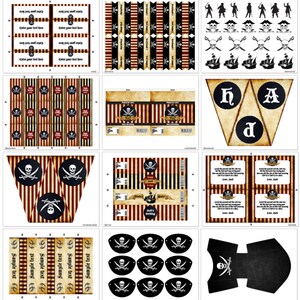 Pirate Birthday Party Printable Collection &amp; Invitation - Editable PDF ...