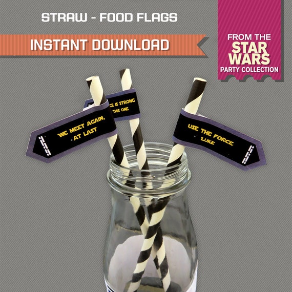 Star Wars Straw Flags / Star Wars Party - Star Wars Birthday - Instant Download - Edit and print at home with Adobe Reader Il_570xn