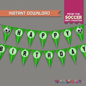 Soccer Party Birthday Banner with Spacers - Editable PDF file - Print at home - Soccer Birthday - Soccer Party - Soccer Banner