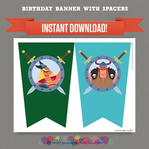 Vikings Party Printable Birthday Banner With Spacers - Editable PDF ...