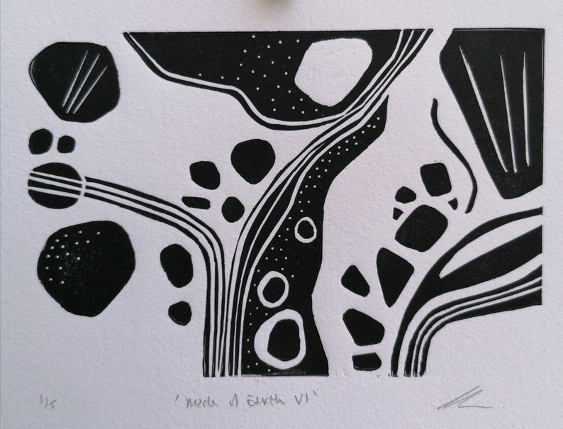 Made of Earth VI original lino print image 2