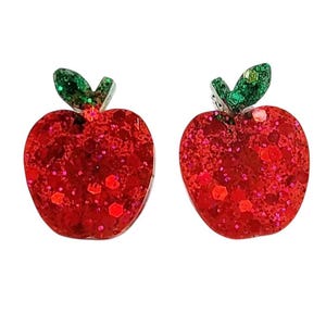 Apple Earrings - Handmade Stud Earrings
