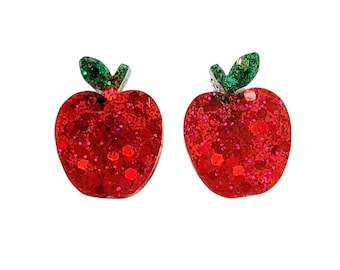 Apple Earrings - Handmade Stud Earrings