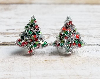Christmas Earrings Christmas Jewelry Christmas Tree Earrings Christmas Gifts Christmas Posts Holiday Earrings Handmade Earrings Studs