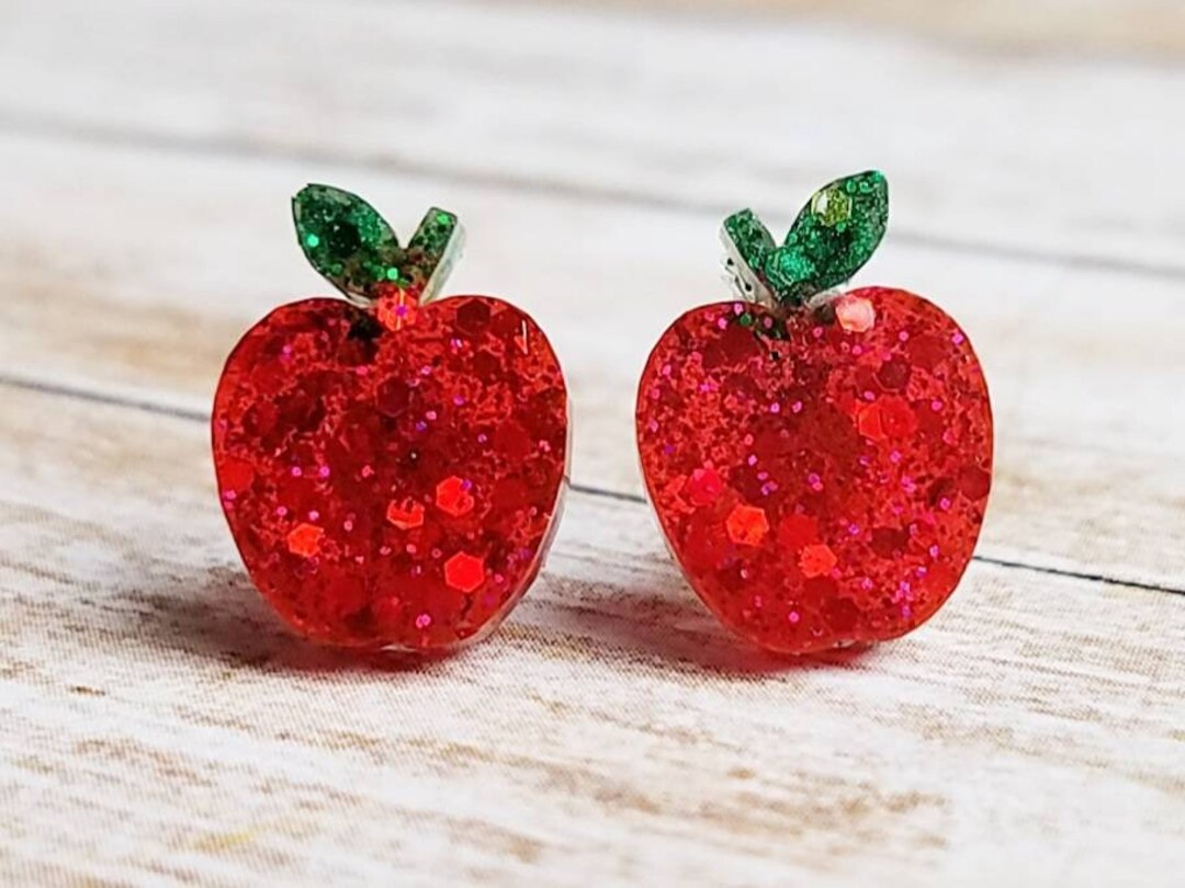 Apple Earrings Apple Jewelry Apple Stud Earrings Apple Gifts Apple Back
