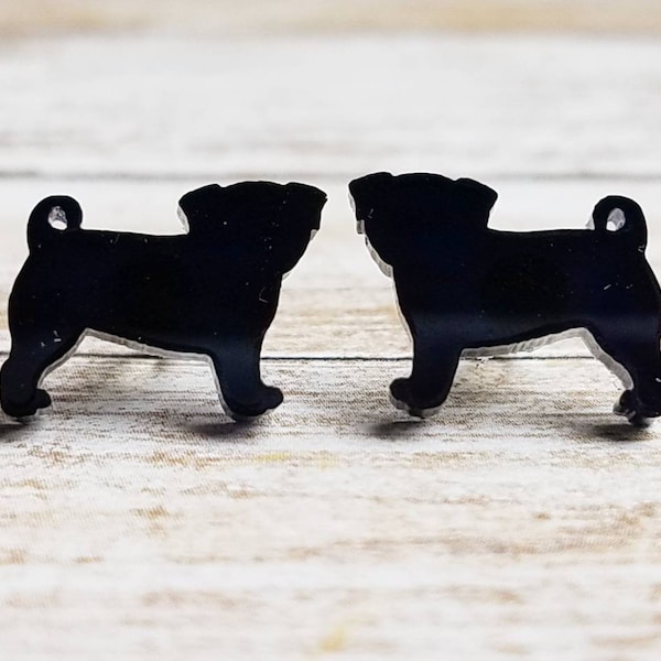 Black Pug Earrings Pug Pug Dog Dog Stud Earrings Earring Jewelry Jewelery Dog Lover Dog  Lover Animal Lover Animal Jewelry Black Pug Jewelry