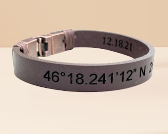 Personalized Leather Bracelet for Men - Hidden Message Groom Gift