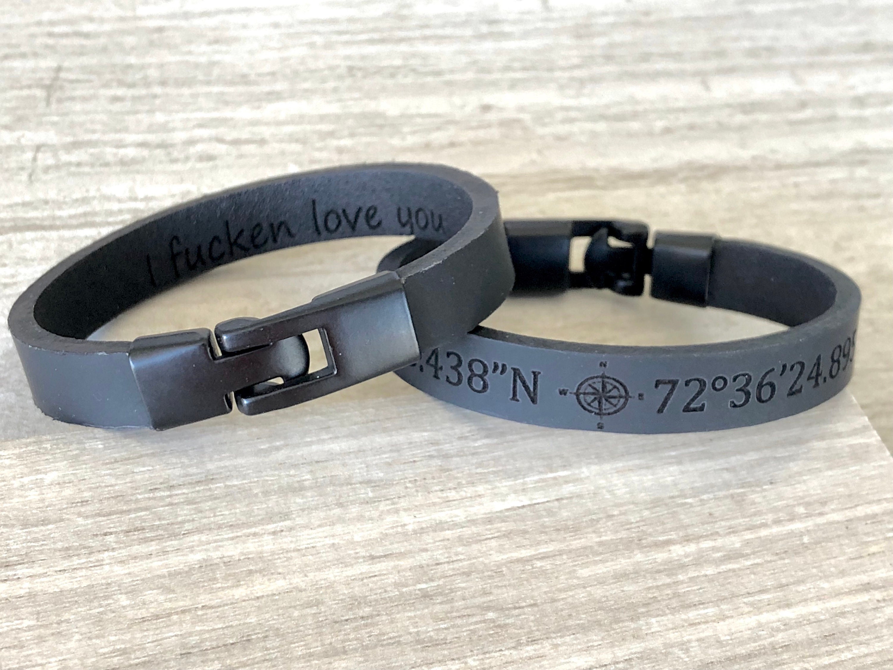 Mens Bracelet,Leahter Bracelet For Men,Engraved Bracelet,Men's Cu…