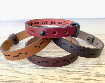 Morse Code Leather Bracelet For Men - Adjustable Inspirational Gift For Graduation, Father's Day, Birthday - View #10