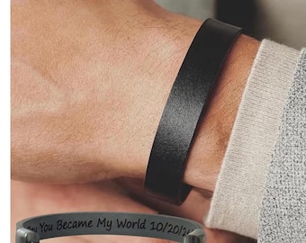 Personalisiertes Lederarmband mit Gravur für Männer: Personalisiertes Armband mit versteckter Botschaft