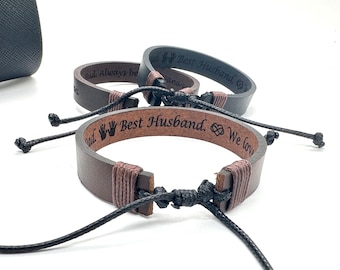 Hidden Message Leather Bracelet Personalized Men's Bracelet Engraved Leather Gift for Men Personalized Gifts for Men Father's Day Gifts